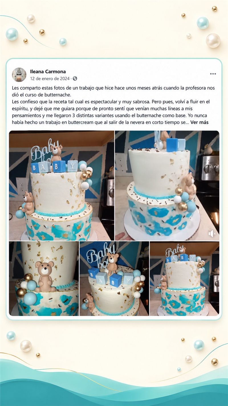 Ileana Carmona comparte un pastel de baby shower en buttercream